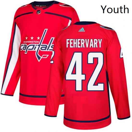 Youth Adidas Washington Capitals 42 Martin Fehervary Authentic Red Home NHL Jerse